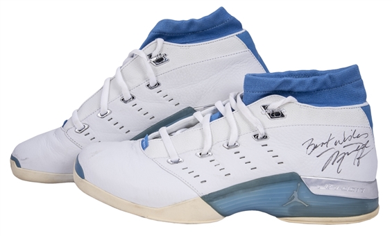 2001-02 Michael Jordan Game Used & Signed Jordan Sneakers (PSA/DNA & NBA Referee LOP)